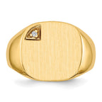 14k 1/2 point AA Diamond 15.0x15.0mm Cushion Closed Back Mens Signet Ring