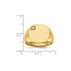 14k 1/2 point AAA Diamond 15.0x15.0mm Cushion Closed Back Mens Signet Ring