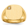 14k 1/2 point VS Diamond 15.0x15.0mm Cushion Closed Back Mens Signet Ring