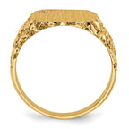 14k .01ct. AA Diamond 11.5x10.0mm Cushion Closed Back Nugget Signet Ring