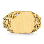 14k .01ct. VS Diamond 11.5x10.0mm Cushion Closed Back Nugget Signet Ring