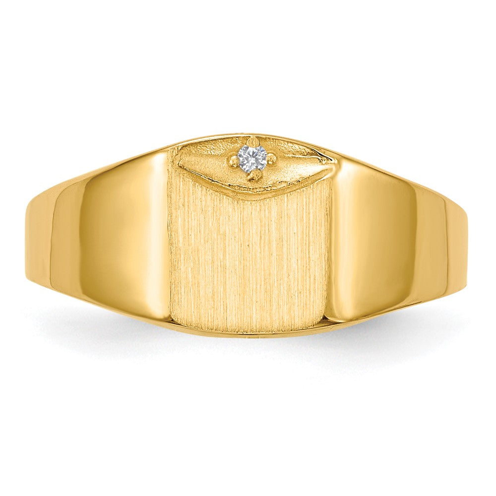 14k 1/2 point AA Diamond 7.0x8.0mm Square Closed Back Signet Ring