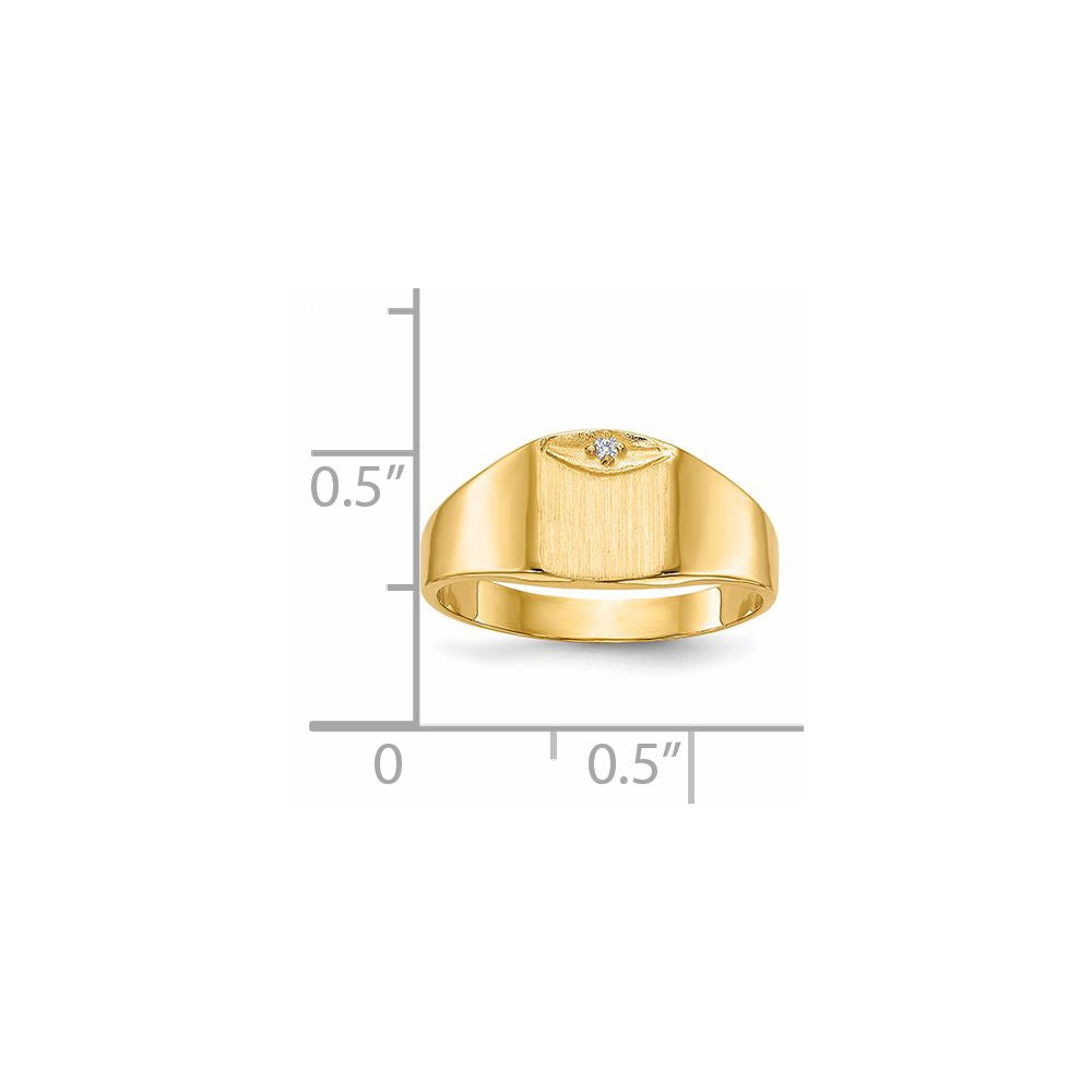 14k 1/2 point A Diamond 7.0x8.0mm Square Closed Back Signet Ring