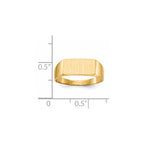 14k 12.5x6.5mm Rectangle Closed Back Signet Ring