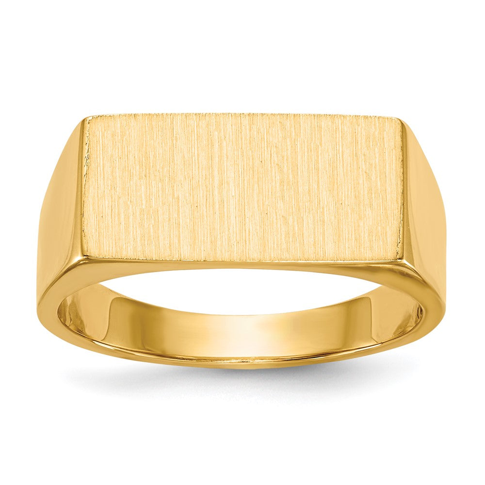 14k 16.5x8.0mm Rectangle Closed Back Mens Signet Ring