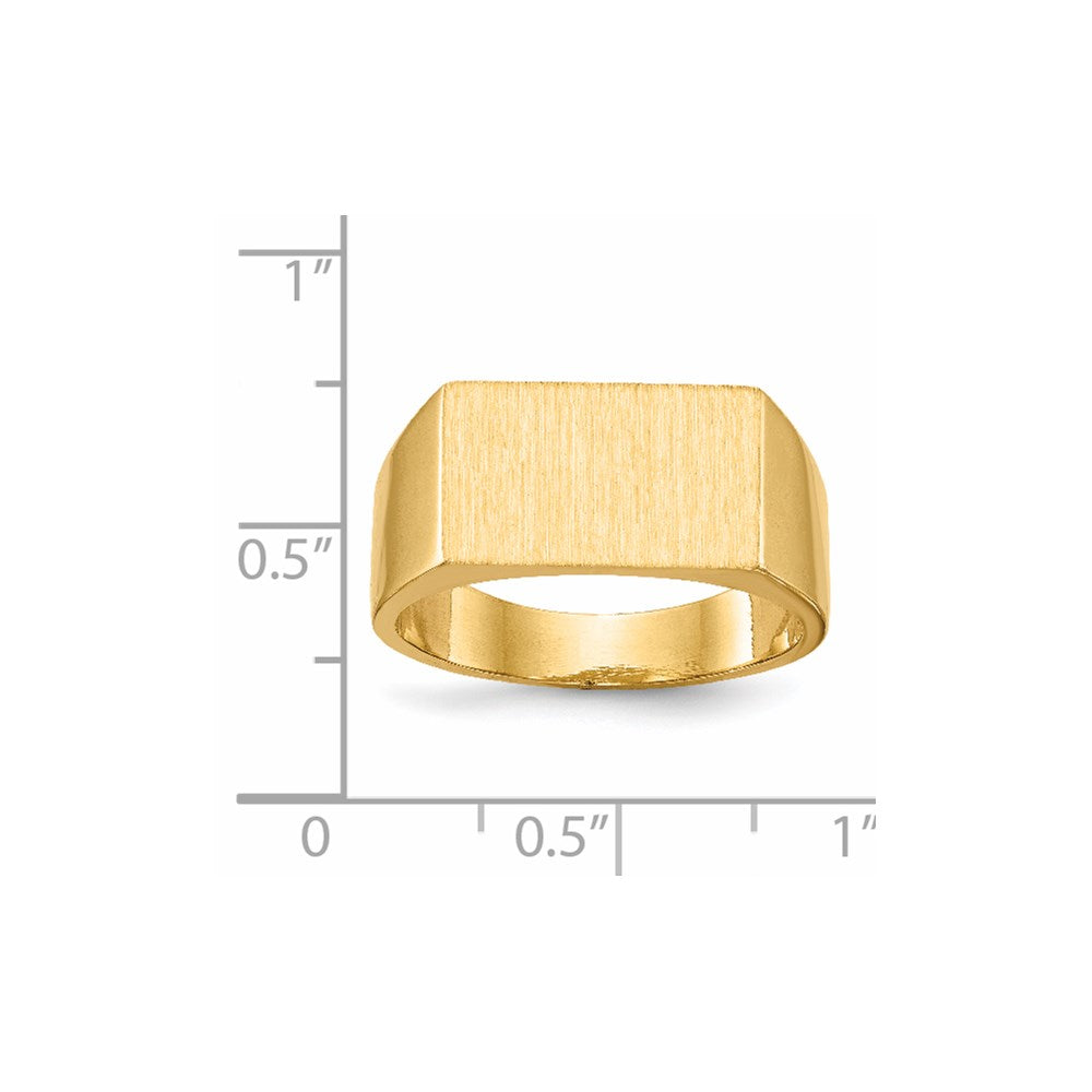14k 15.0x9.0mm Rectangle Closed Back Mens Signet Ring