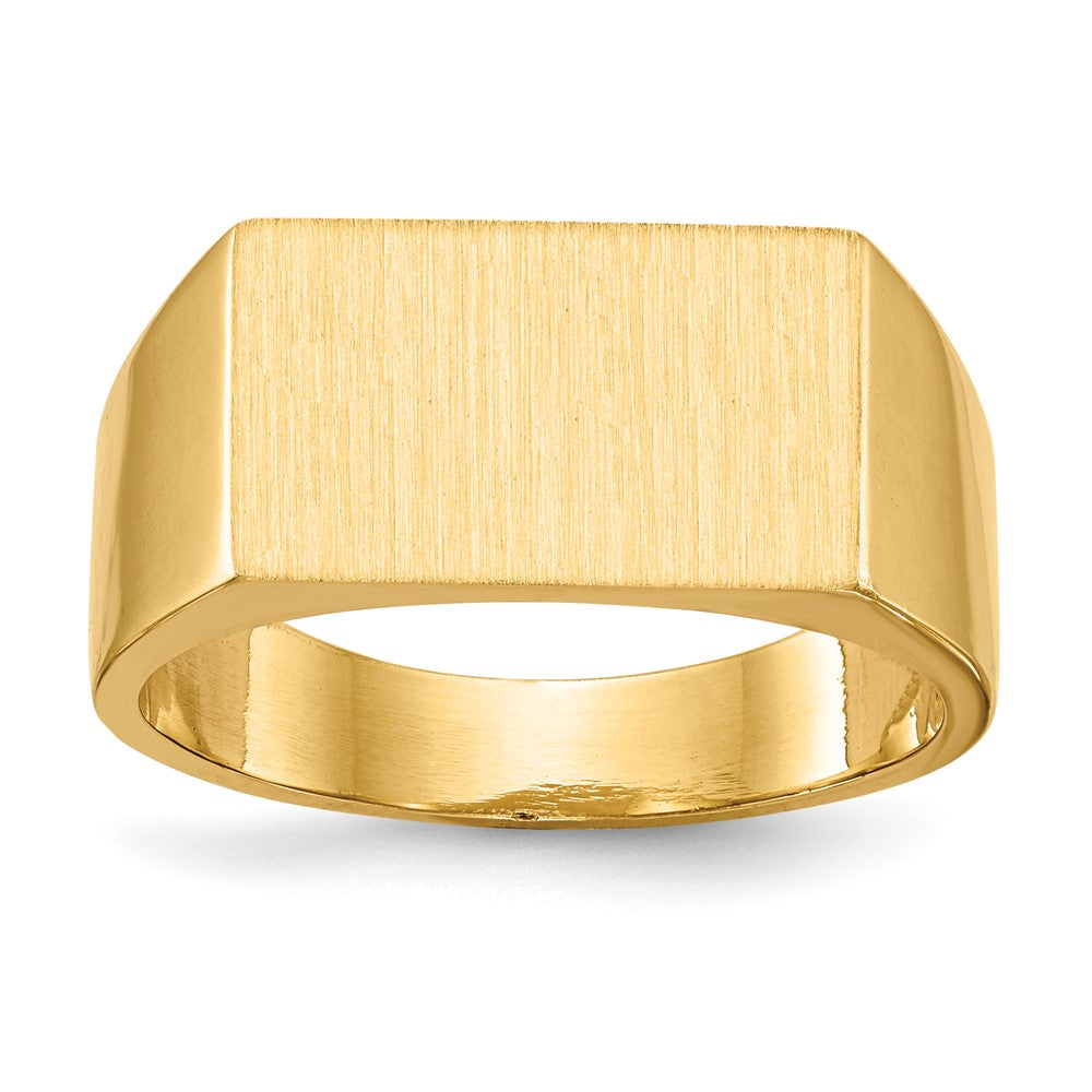 14k 15.0x9.0mm Rectangle Closed Back Mens Signet Ring
