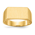 14k 15.0x9.0mm Rectangle Closed Back Mens Signet Ring