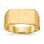 14k 15.0x9.0mm Rectangle Closed Back Mens Signet Ring