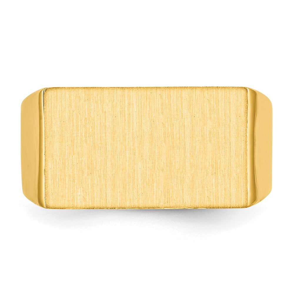 14k 18.0x10.5mm Rectangle Closed Back Mens Signet Ring