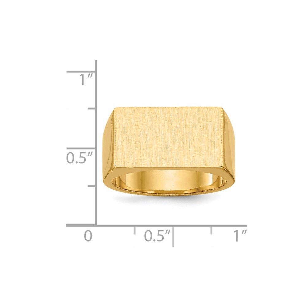 14k 18.0x10.5mm Rectangle Closed Back Mens Signet Ring