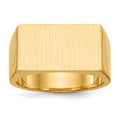 14k 18.0x10.5mm Rectangle Closed Back Mens Signet Ring
