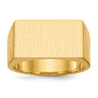 14k 18.0x10.5mm Rectangle Closed Back Mens Signet Ring