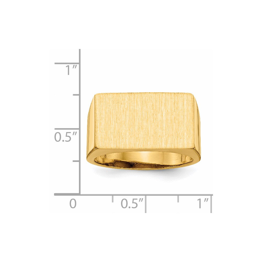 14k 18.0x11.0mm Rectangle Open Back Mens Signet Ring