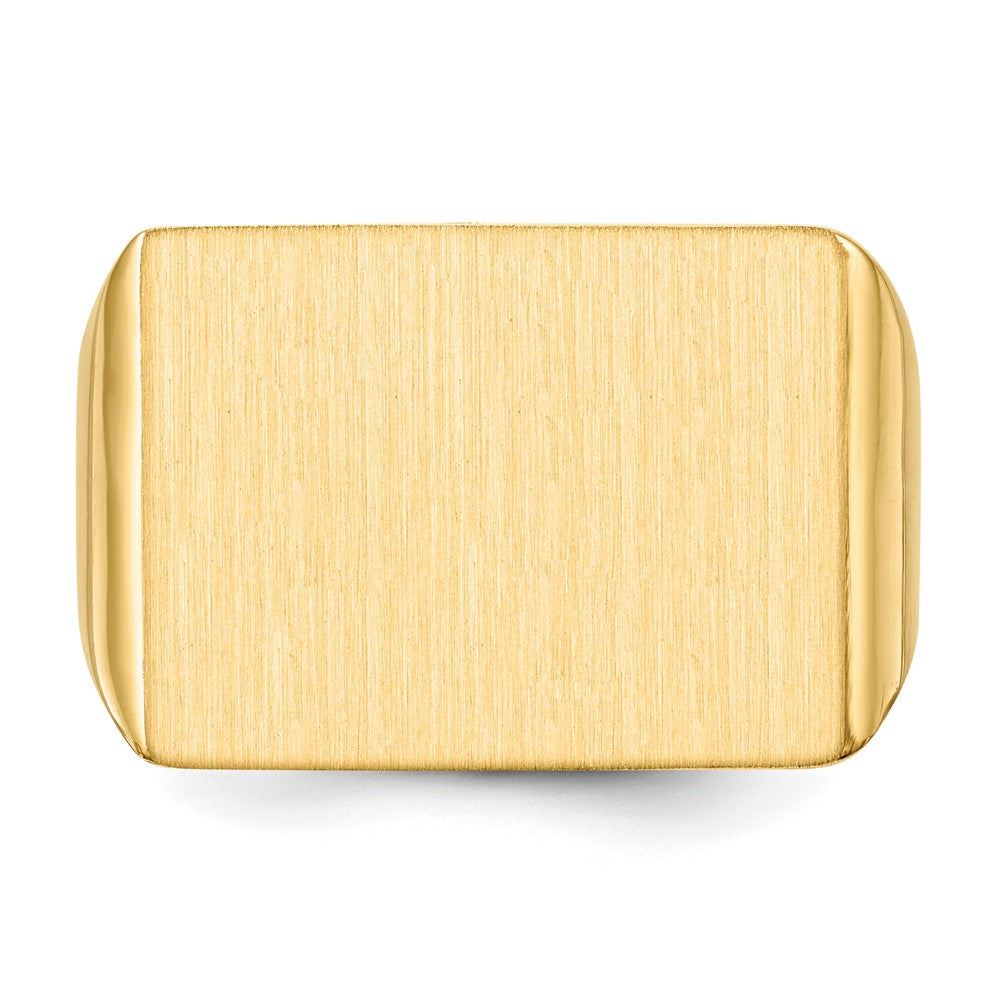 14k 19.5x14.5mm Rectangle Open Back Mens Signet Ring