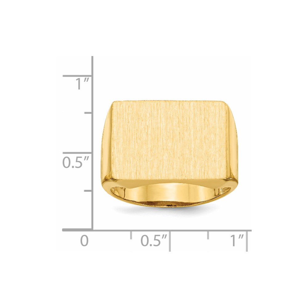 14k 19.5x14.5mm Rectangle Open Back Mens Signet Ring