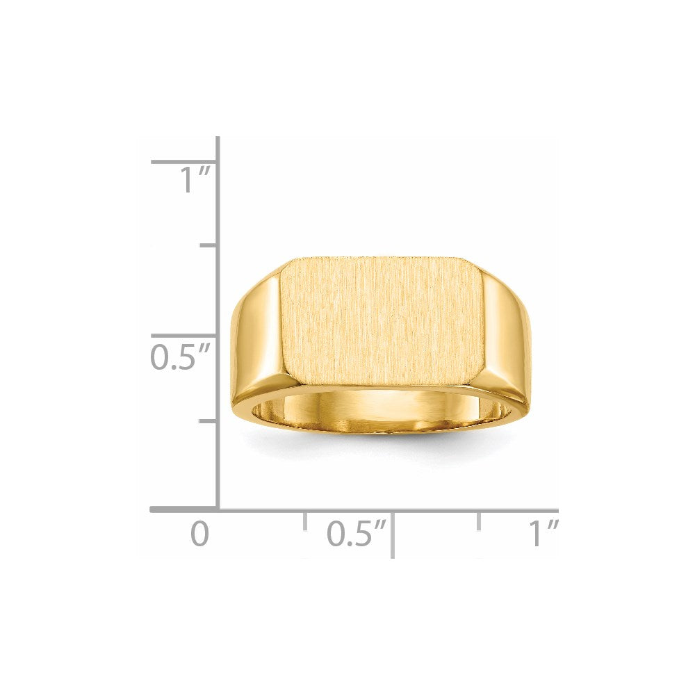 14k 15.0x10.0mm Octagon Closed Back Mens Signet Ring