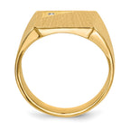 14k .02ct. VS Diamond 13.0x14.0mm Square Closed Back Mens Signet Ring