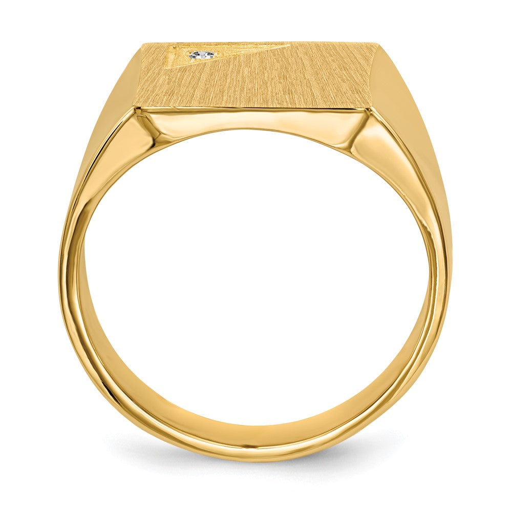14k .02ct. AA Diamond 13.0x14.0mm Square Closed Back Mens Signet Ring