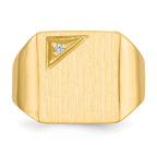 14k .02ct. AAA Diamond 13.0x14.0mm Square Closed Back Mens Signet Ring