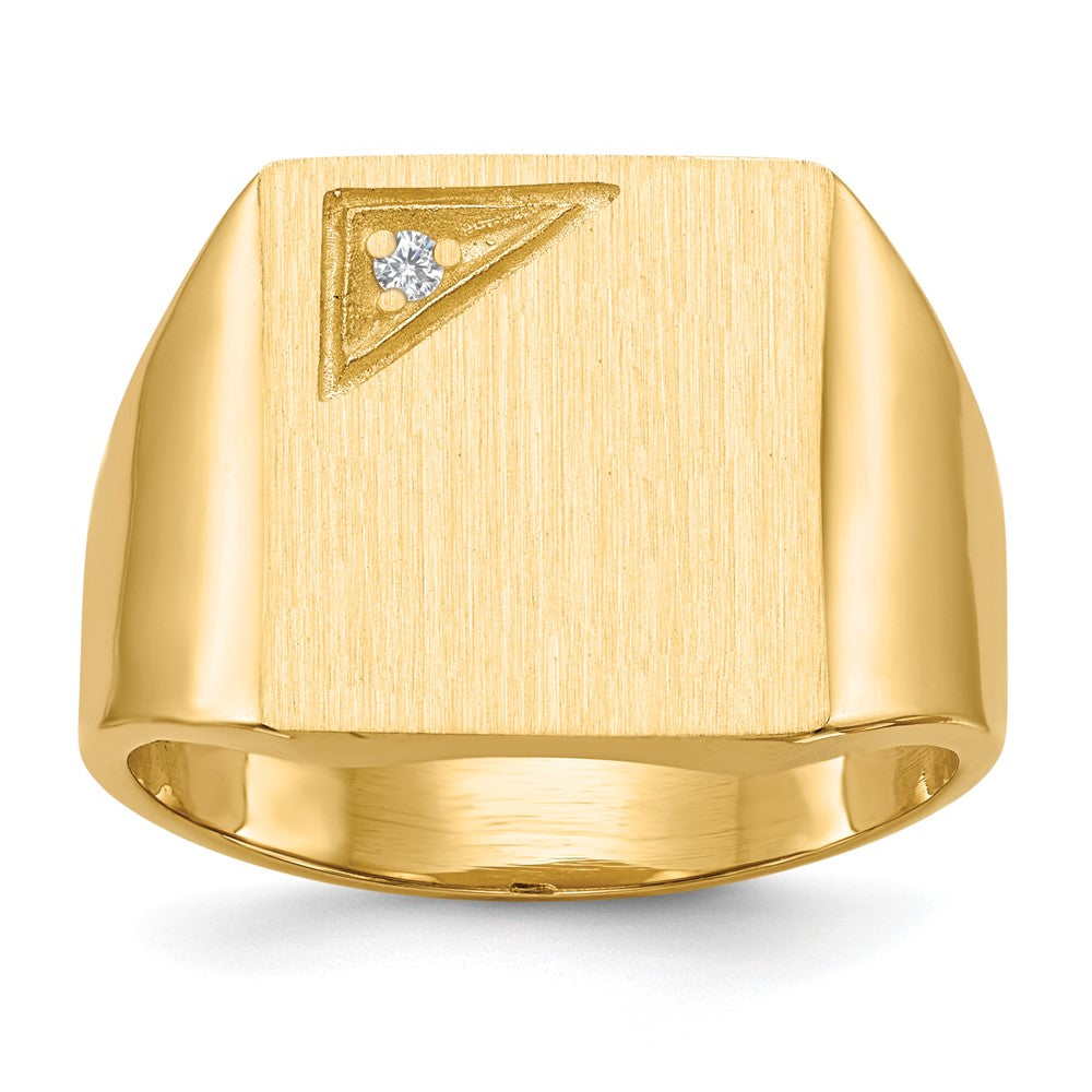 14k .02ct. VS Diamond 13.0x14.0mm Square Closed Back Mens Signet Ring