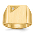 14k .02ct. AAA Diamond 13.0x14.0mm Square Closed Back Mens Signet Ring