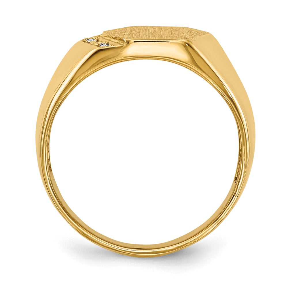 14k .01ct. A Diamond 11.5x11.5mm Hexagon Open Back Mens Signet Ring