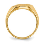 14k .01ct. AAA Diamond 11.5x11.5mm Hexagon Open Back Mens Signet Ring