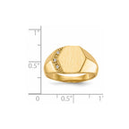 14k .01ct. A Diamond 11.5x11.5mm Hexagon Open Back Mens Signet Ring