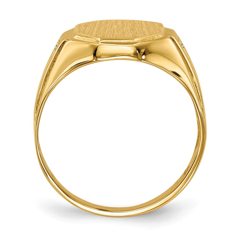 14k .01ct. AA Diamond 11.5x12.5mm Octagon Open Back Mens Signet Ring