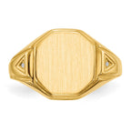 14k .01ct. AA Diamond 11.5x12.5mm Octagon Open Back Mens Signet Ring