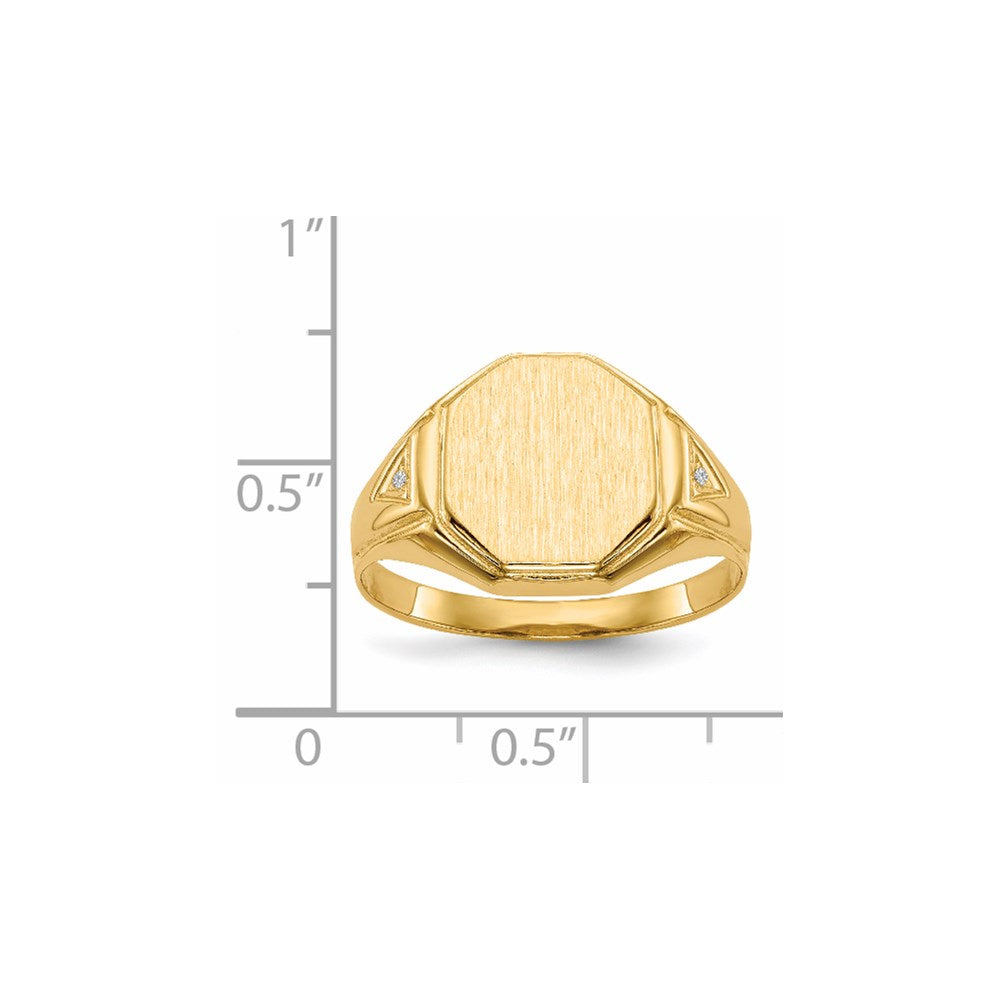 14k .01ct. AA Diamond 11.5x12.5mm Octagon Open Back Mens Signet Ring