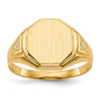 14k .01ct. A Diamond 11.5x12.5mm Octagon Open Back Mens Signet Ring