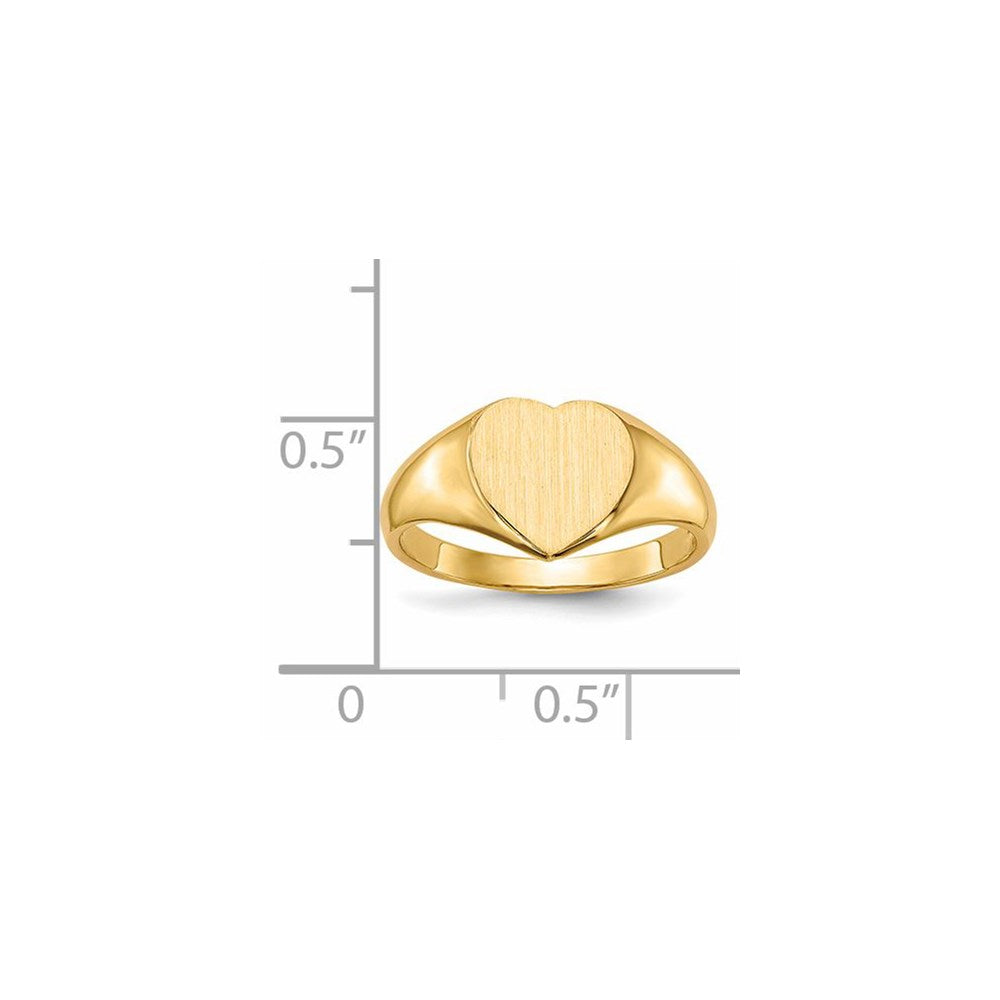14k 9.0x9.0mm Open Back Heart Signet Ring