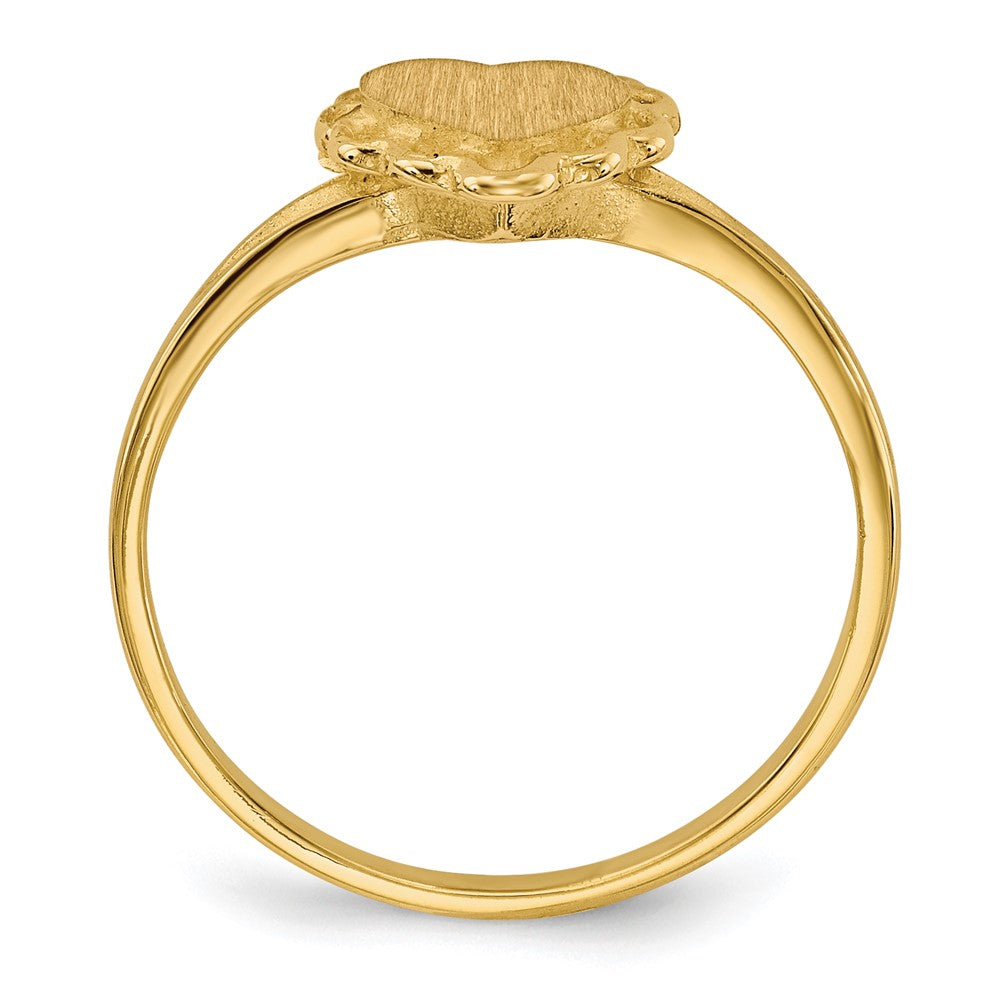 14k 6.5x6.0mm Open Back Scalloped Edge Heart Signet Ring