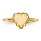 14k 6.5x6.0mm Open Back Scalloped Edge Heart Signet Ring