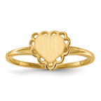 14k 6.5x6.0mm Open Back Scalloped Edge Heart Signet Ring