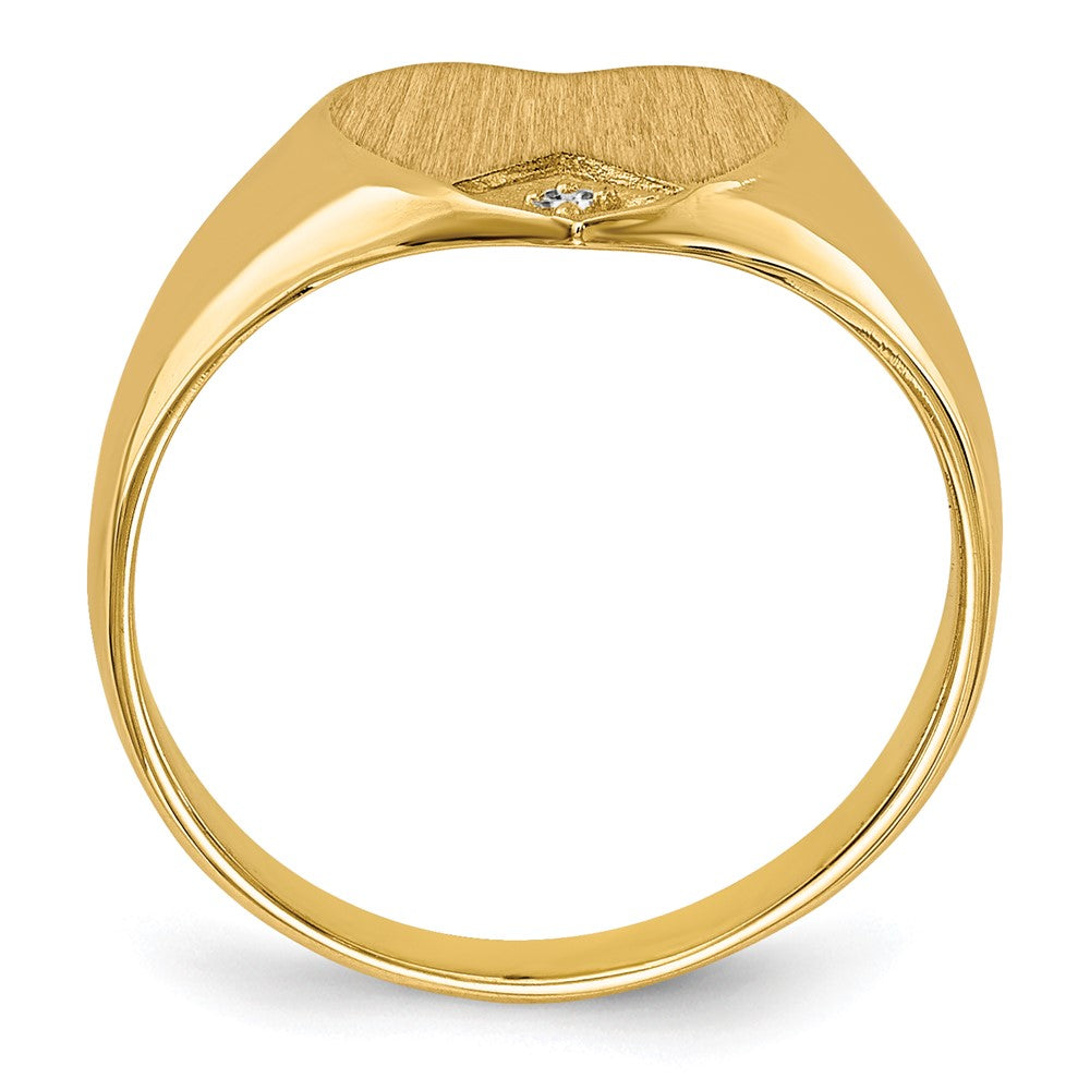 14k .005ct. Diamond 9.0x9.0mm Closed Back Heart Signet Ring