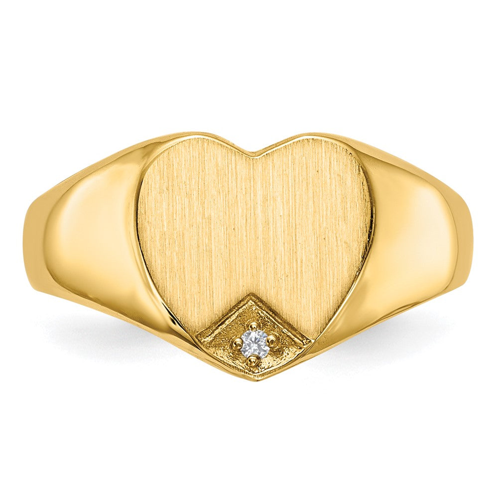 14k .005ct. Diamond 9.0x9.0mm Closed Back Heart Signet Ring