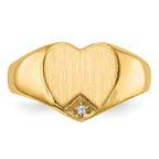 14k .005ct. Diamond 9.0x9.0mm Closed Back Heart Signet Ring