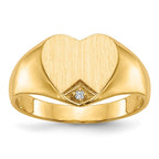 14k .005ct. Diamond 9.0x9.0mm Closed Back Heart Signet Ring