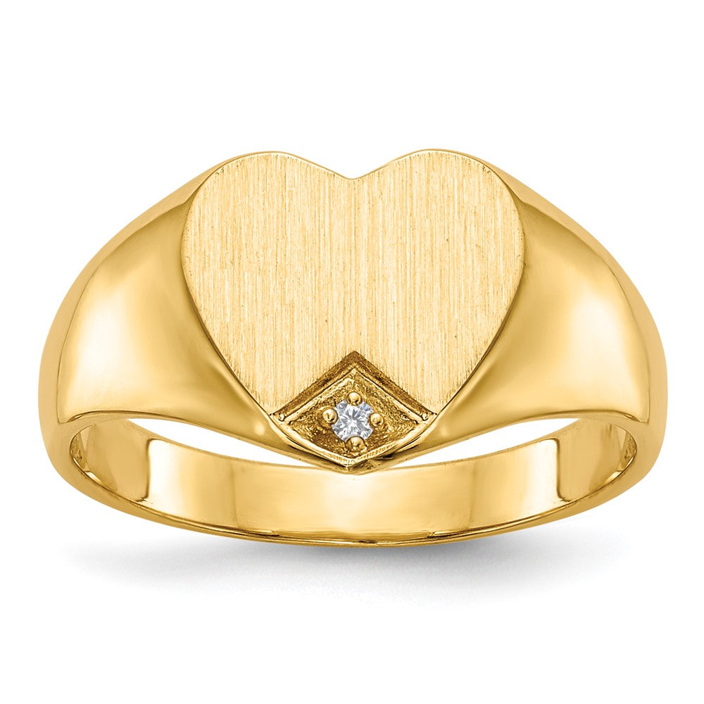 14k .005ct. Diamond 9.0x9.0mm Closed Back Heart Signet Ring