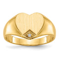 14k .005ct. Diamond 9.0x9.0mm Closed Back Heart Signet Ring