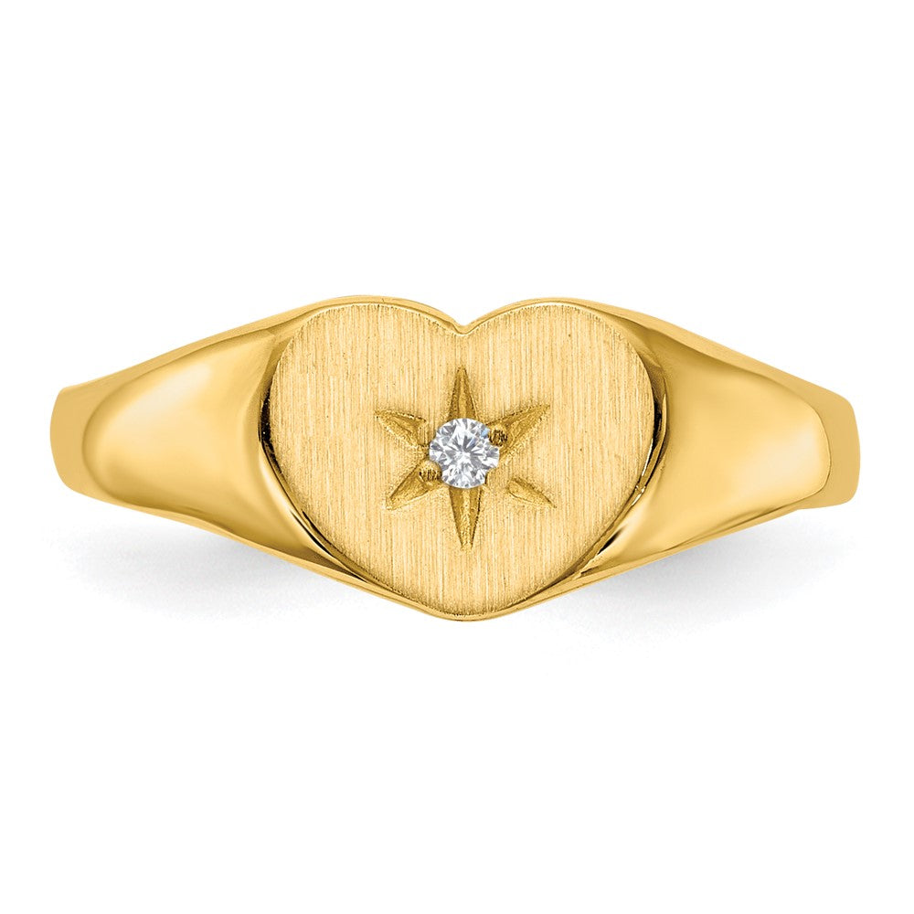 14k .01ct. Diamond 10.0x7.0mm Open Back Heart Signet Ring