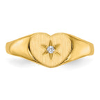 14k .01ct. Diamond 10.0x7.0mm Open Back Heart Signet Ring