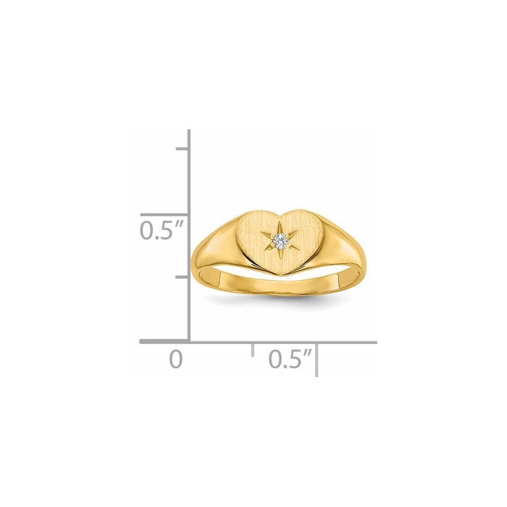 14k .01ct. Diamond 10.0x7.0mm Open Back Heart Signet Ring