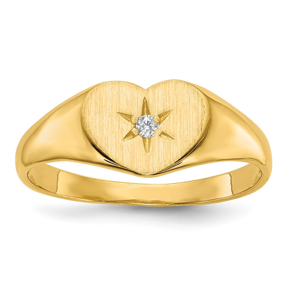 14k .01ct. Diamond 10.0x7.0mm Open Back Heart Signet Ring