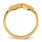 14k 7.5x7.5mm Open Back Double Heart Signet Ring
