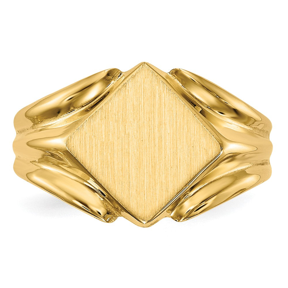 14k 11.5x11.5mm Square Closed Back Signet Ring