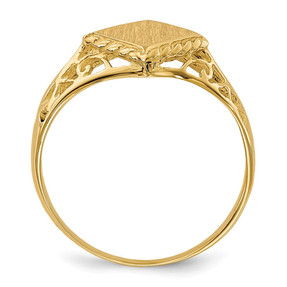 14k 8.5x8.0mm Square Open Back Signet Ring